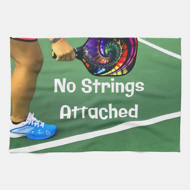 Pickleball Funny No Strings Attached Kitchen Towel (Horizontal)
