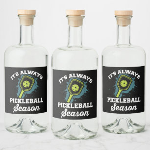 Pickleball Funny Pickleball Gifts Liquor Bottle Label