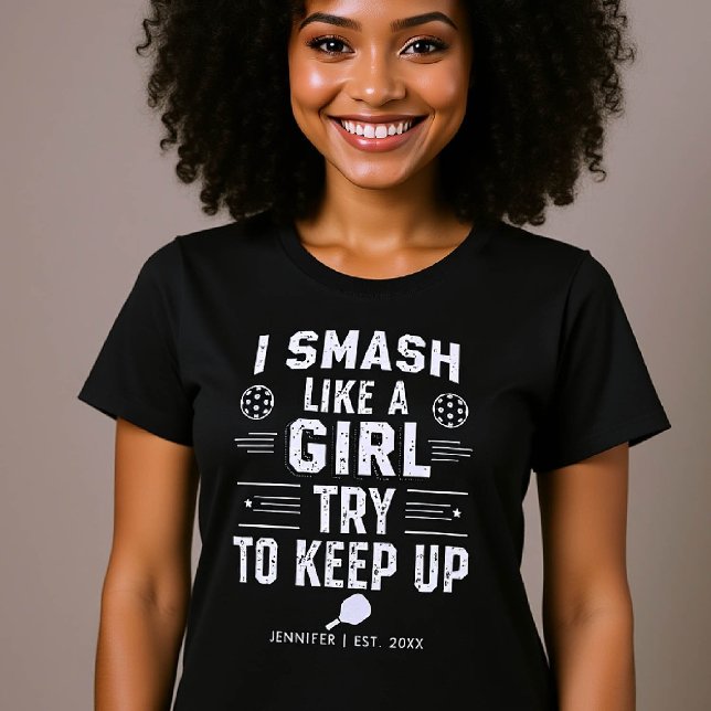 Pickleball Funny Saying Girl Personalized Gift T-Shirt (pickleball gift funny tshirt women typography birthday christmas club mom friend personalized)