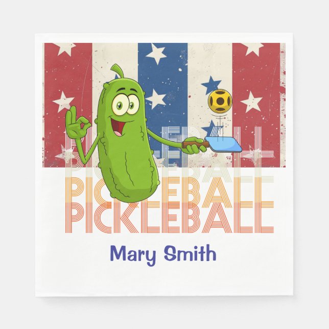 Pickleball fwith American themed for 4th July  Napkin (Front)