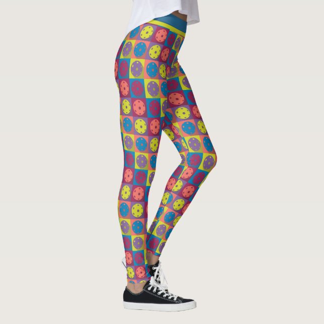 Pickleball - geometric pattern, mix of colours S Leggings (Right)