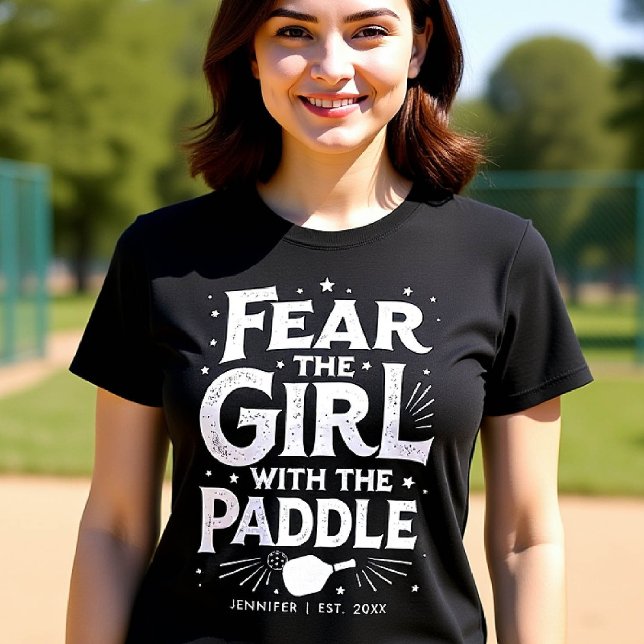 Pickleball Gift Funny Typography Personalized T-Shirt (pickleball gift personalized shirt women black white typography paddle ball birthday christmas club)