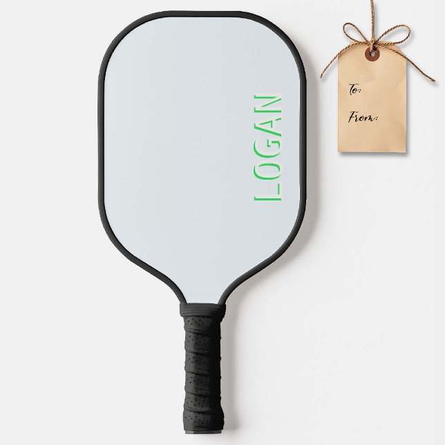 Pickleball Gift Personalized Electric Green Name Paddle (pickleball gift personalized paddle electric green custom text name text modern blue)