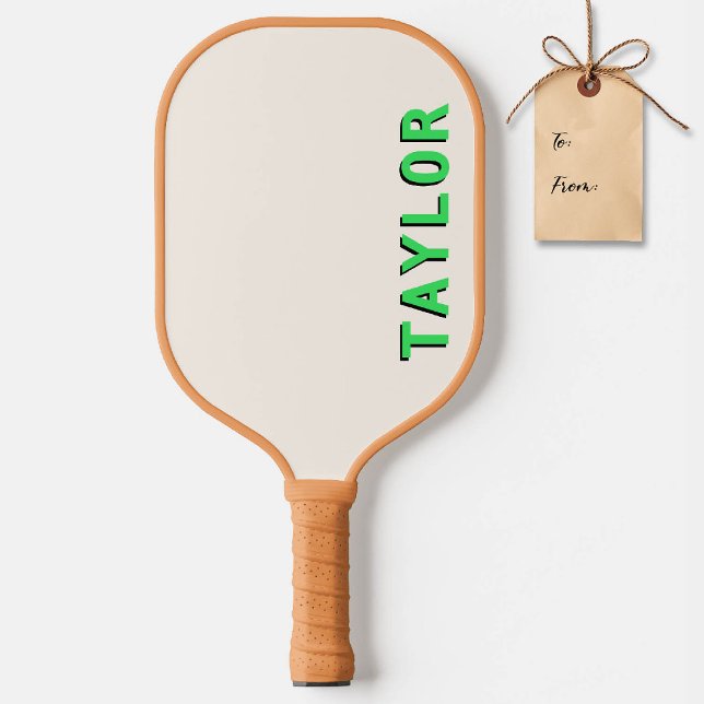 Pickleball Gift Personalized Electric Green Name Paddle (pickleball gift personalized paddle vintage electric green custom text name text modern retro)
