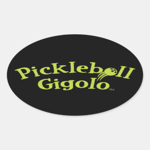 Pickleball Gigolo™ Lime Logo_Black Oval Stickers