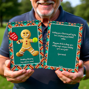 Pickleball Gingerbread Cheer Holiday Card