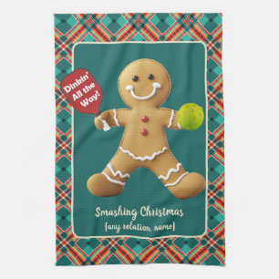 Pickleball Gingerbread Cheer Kitchen Towel