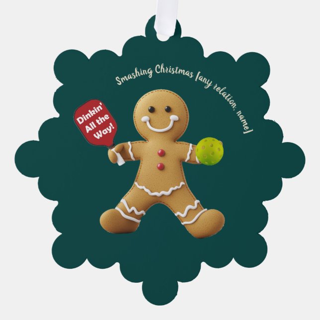 Pickleball Gingerbread Cheer Ornament Card (Front)