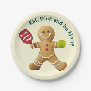 Pickleball Gingerbread Delight Paper Plate