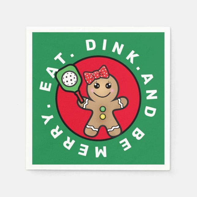 Pickleball  Gingerbread girl custom text   Napkin (Front)