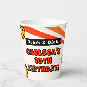 Pickleball Girls Birthday Party Retro Player Paper Cups