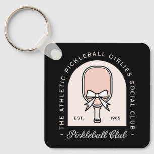 Pickleball girls club squad fancy black aesthetic keychain