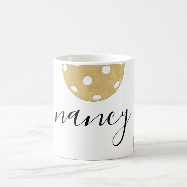 Pickleball Gold Chic Personalized Name Mug (Center)