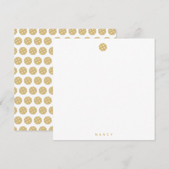 Pickleball Gold Chic Personalized Name Note Card (Front/Back)