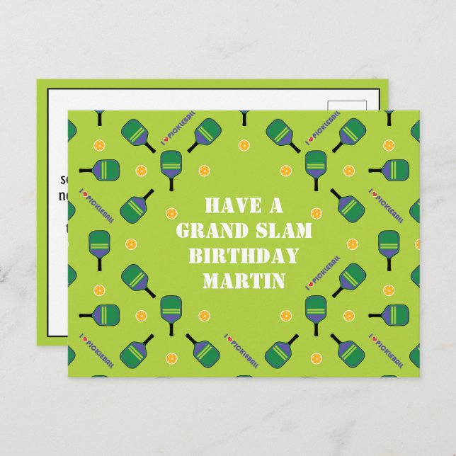 Pickleball Grand Slam Birthday  Customizable  Postcard (Front/Back)
