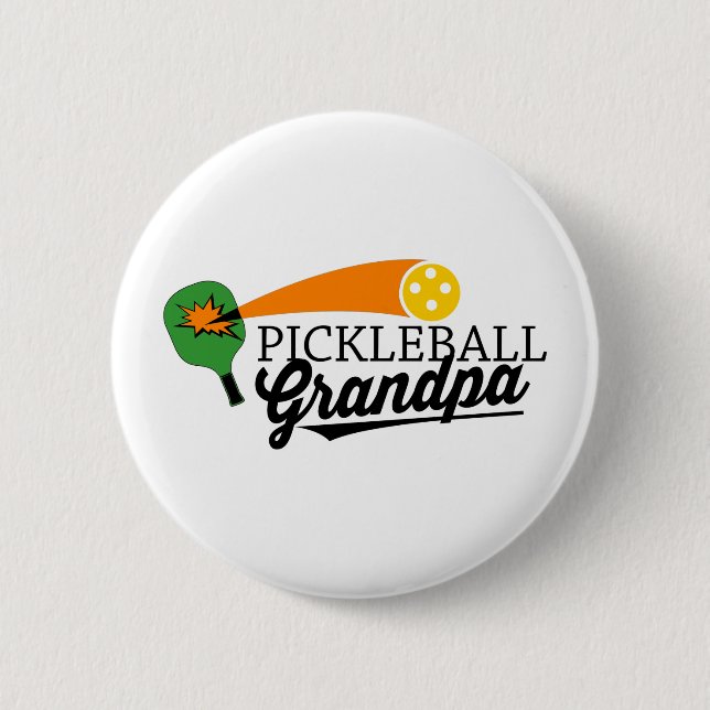 Pickleball Grandpa 2 Inch Round Button (Front)