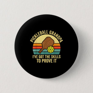 Pickleball grandpa vintage sunset paddle 2 inch round button