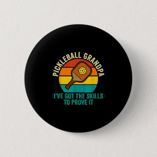 Pickleball grandpa vintage sunset paddle  2 inch round button