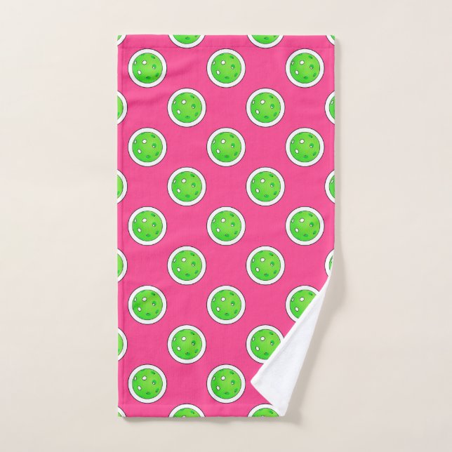 Pickleball Green Pickleballs Pois Hot rose (Serviette à main)
