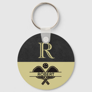 Pickleball Guy Custom Monogram Initial Name    Keychain