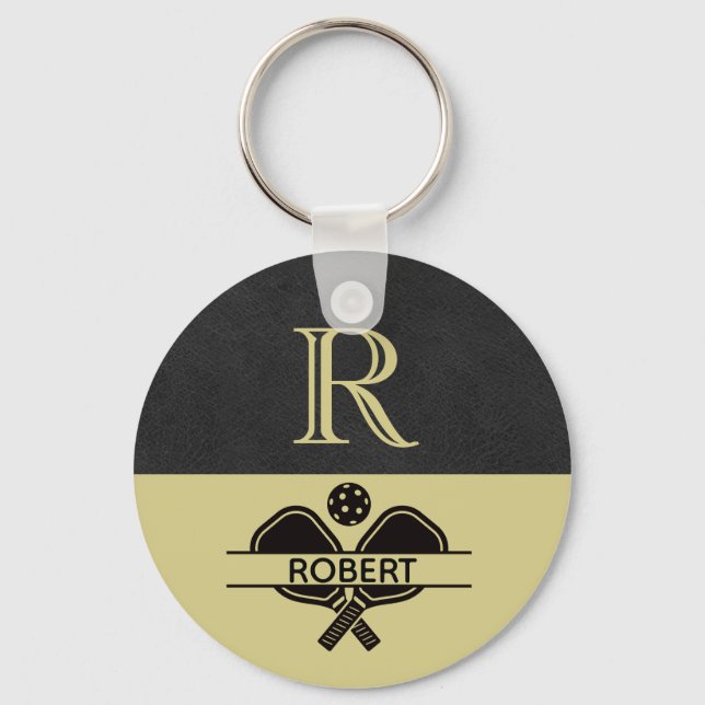 Pickleball Guy Custom Monogram Initial Name    Keychain (Front)