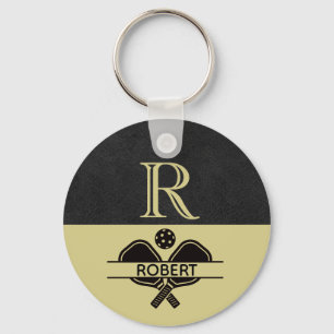 Pickleball Guy Custom Monogram Initial Name    Keychain