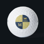 Pickleball Guy Golfer King Monogram Initial Name Golf Balls<br><div class="desc">You'll be a winner with this special golf ball -- truly makes him the king of the court and greens-- Blue and Gold, with a crown of course, and a 2-tone 3D Monogram. Would also make a wonderful gift for the pickleball / golf enthusiastic. Any design questions, just send an...</div>
