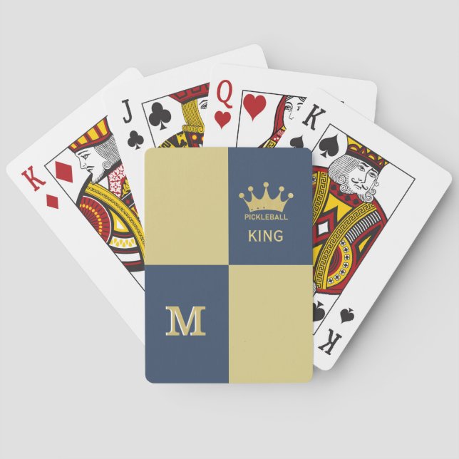 Pickleball Guy King Monogram Initial  Playing Cards (Back)
