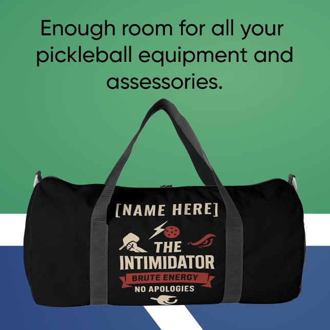 Pickleball Gym Bag Featuring The Intimidator (PICKLEBALL PERSONALIZED NAME GYM BAG)