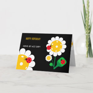 Pickleball Happy Birthday Black Customizable  Card