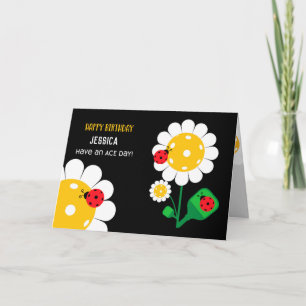 Pickleball Happy Birthday Black Customizable  Card