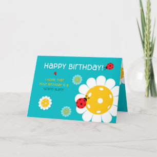 Pickleball Happy Birthday Turquoise  Customizable Card