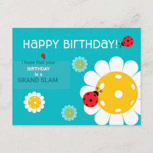 Pickleball Happy Birthday Turquoise  Customizable Postcard