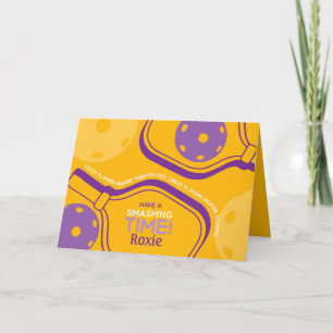 Pickleball Happy Birthday Yellow Customizable Card