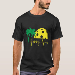 Pickleball  HAPPY HOUR  Huge Sunset Palm Tree T-Shirt