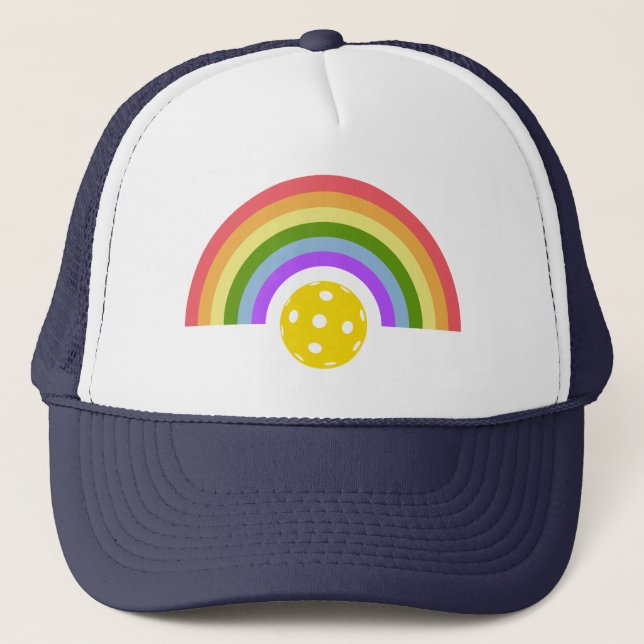 Pickleball Hat: Rainbow Trucker Hat (Front)