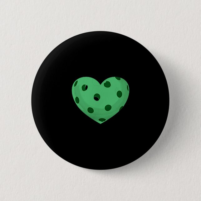 Pickleball heart - fun, funny pickle ball fan 2 inch round button (Front)