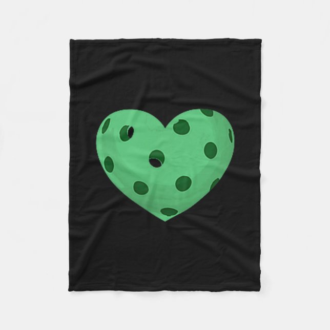 Pickleball heart - fun, funny pickle ball fan fleece blanket (Front)