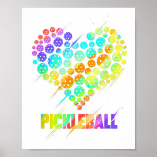 Pickleball Heart - Funny Colorful Paddle Sports Pl Poster