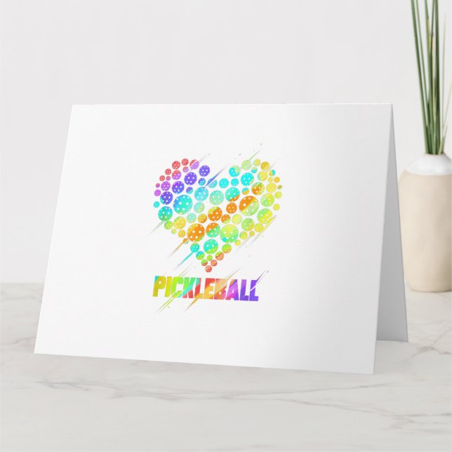 Pickleball Heart - Funny Colourful Paddle Sports P Card (Front)