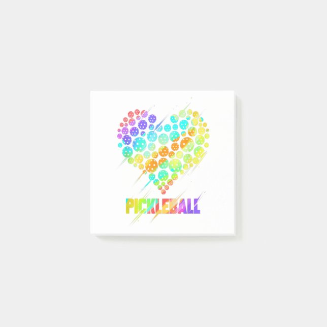 Pickleball Heart - Funny Colourful Paddle Sports P Post-it Notes (Front)