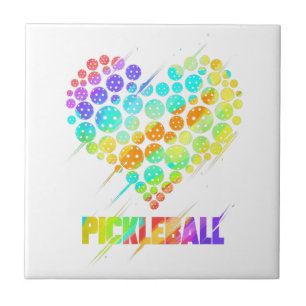 Pickleball Heart - Funny Colourful Paddle Sports P Tile