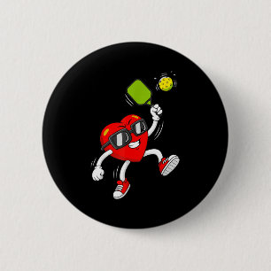 Pickleball heart valentine day cute love 2 inch round button