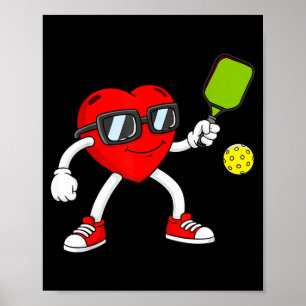 Pickleball heart valentine day cute love poster