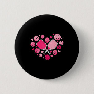 Pickleball heart valentine's women girls pickle 2 inch round button