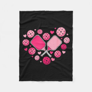 Pickleball heart valentine's women girls pickle fleece blanket