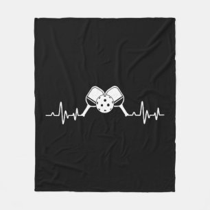 Pickleball Heartbeat EKG Pickleball Paddle Funny Fleece Blanket