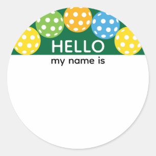 Pickleball Hello Name Tag Write In