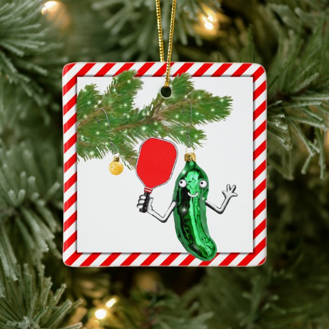 pickleball holiday collectable ceramic ornament (Tree)