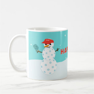 Pickleball Holiday Custom Humourous Snowman Mug